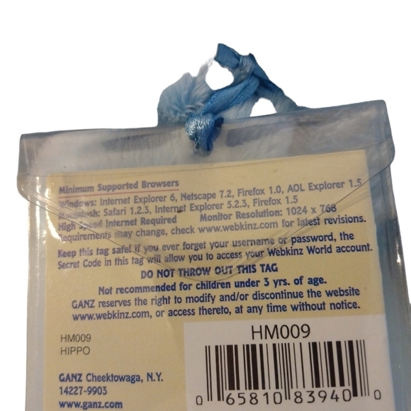 Ganz Webkinz Light Blue Hippo  Collectible Unique Texture Soft & Whimsical NWT - Picture 8 of 11